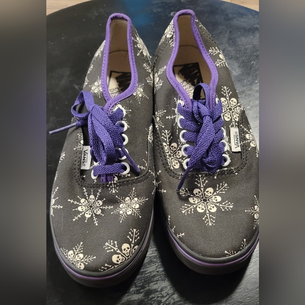 Vans Black and Purple Skull Snowflake Sneakers